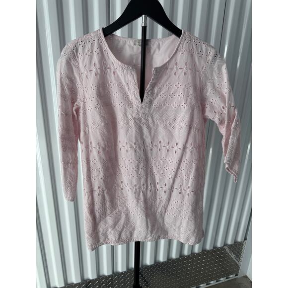 Talbots 100% Cotton Eyelett Pink Top - Picture 2 of 8
